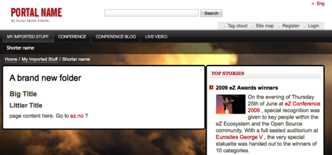 Visual result of XML import